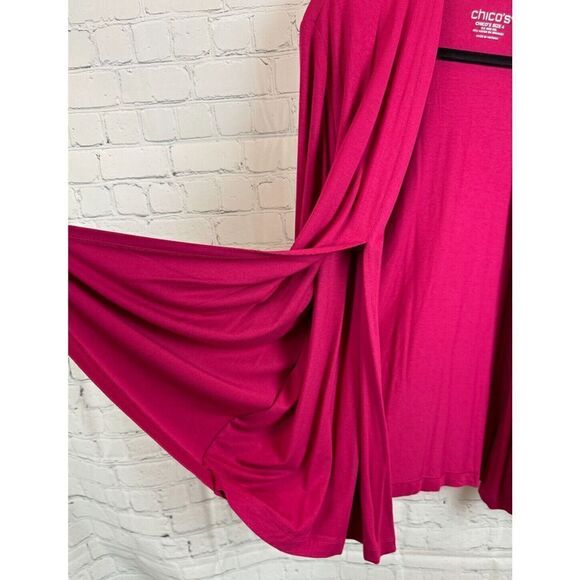 CHICO'S pink magenta knit open front waterfall cardigan sweater size 4 XXL NWOT - Picture 4 of 9